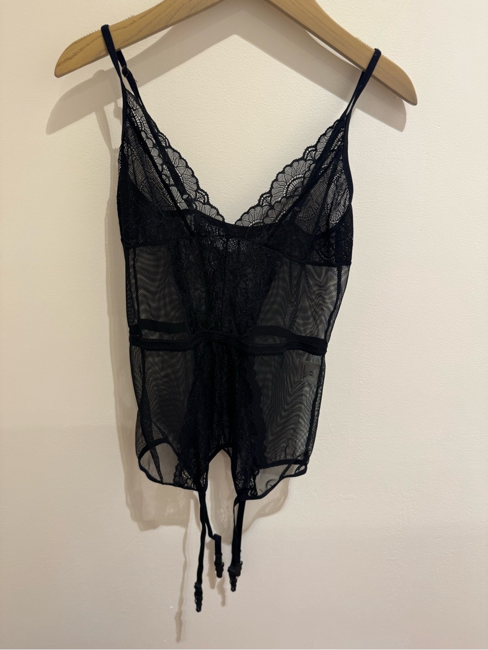 Sheer Black Lace Garter Slip Chemise